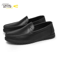 Camel Active Men Loafers Autumn New Retro Black Breathable Man Genuine Leather Men's Trend Casual Shoes DQ120138