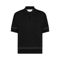 Thom Browne Cotton Milano Stars & Snowflake Embroidery Polo Shirt Black 40 Black