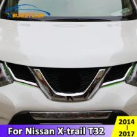 Xburstcar for Nissan X-trail XTrail T32 2014-2017 Car ABS Chrome Front Grille Decoration Cover Trim Grilles Stickers Accessories