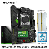 MACHINIST X99 Motherboard combo E5 2670 V3 Kit Xeon CPU LGA 2011-3 Processor DDR4 RAM 2*16G=32GB ECC Memory Set NVME M.2 MR9A PR