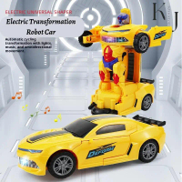 Electric Transforming Robot Car Transforming Car Toy with Music Dancing Toy Car Robot Camaro