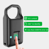 Keyless Fingerprint Smart Lock Home Luggage Locker Electronic Padlock Warehouse Padlock Door Anti-Theft Security Rechargeable