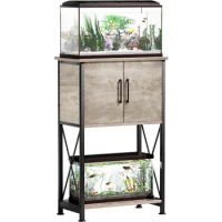 5-10 Gallon Fish Tank Stand, Metal Double Aquarium Stand with Cabinet for Fish Tank Accessories Storage