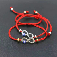 Women's Handwoven Red Rope Bracelet with Infinite Love 8-character Devil Eye Lucky Red Rope
