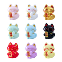 1pc Exquisite Cute Resin Cartoon Lucky Cat Small Ornament Gift Crafts Miniatures Figurines For Home Desktop
