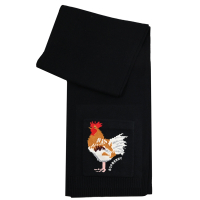 BURBERRY 動物圖樣針織雙口袋混紡羊毛長圍巾(黑)