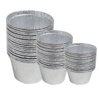 50Pcs Egg Tart Cup Disposable DIY Aluminum Foil Mini Oyster Tray Baking Cake Puddings Tray Air Fryers BBQ Cooking Holder