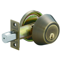 門鎖 加安 D281-2 輔助鎖 補助鎖 適用鋁門 硫化銅門 木門 防盜紗門 大門 一般房門 (60 mm、卡霸鑰匙、青古銅)