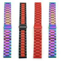 Stainless Steel Watch Strap 22mm For Seiko SKX007 Watch Bracelet Band Black/Red Metal Watchband with Folding Clasp For Men Women