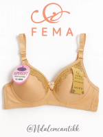 BRA FEMA Import tipis Dewasa Model 6630 Tanpa Kawat Embose CUP A , Kait 2 Super Soft Adem Lembut Cew