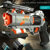 2024 New Explosive Revolver Soft Bullet Gun Six-Shot Launchable Toy Gun Boy Outdoor Chicken Pistol Model Mechanical