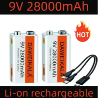 Rechargeable 9v battery 28000mah Li-ion Battery Usb 9 V Lithium For Multimeter Microphone Toy Remote Control Portable Use