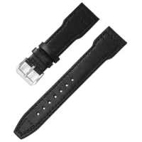 FKMBD 20mm 21mm 22mm Genuine Leather Watch Strap Bamboo Grain Rivets Watchband for IWC Mark PILOT PORTUGIESER Watch Band