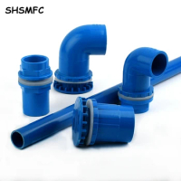 20~50mm Blue PVC Pipe 90° Elbow Direct Connectors Thicken Aquarium Overflow Joints Garden Irrigation Inlet Outlet Drain Fitting