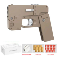 New Life Card Metal Foldable Soft Bullet Toy Gun Foam Ejection Darts Blaster Pistol Manual Airsoft For Kid Adult Birthday Gift