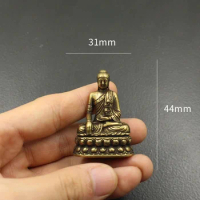 Brass Sakyamuni Buddha Figurines Miniatures Desktop Ornament Antique Copper Dharma Master Statue Decorations