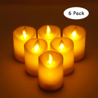 6Pcs Battery Candles Plastic Flameless Candles with Wick LED Candles Tea Lights for Home Decoration Wedding Birthday