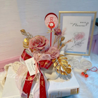 【喜滋滋花藝】好運金奢奶油盆花-惹人愛藕粉(新春花禮/新年年花/招財盆花/開幕盆花/新年花藍/新居賀禮)