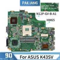 PAILIANG Laptop motherboard For ASUS K43SV REV:4.1 Mainboard Core HM65 N12P-GV-B-A1 TESTED DDR3