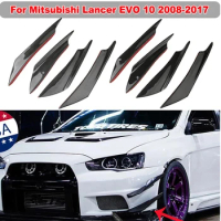 For Mitsubishi Lancer EVO 10 2008-2017 Front Bumper Splitter Fin Canard Valence Spoiler Lip Diffuser Universal Car Accessories