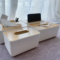 竹木紙巾盒家用客廳辦公室多功能桌面收納盒餐廳簡約餐巾紙抽紙盒
