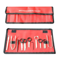20/38Pcs Car Audio Stereo Cd Player Radio Removal Repair Tool Kits with Sturdy Pouch Auto Door Panels Interior Disassembly Tool