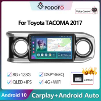 Podofo 2 Din Android 10 Car Radio Multimidia Video Player For Toyota TACOMA 2017 GPS Navigation 2din Carplay Auto Stereo No DVD