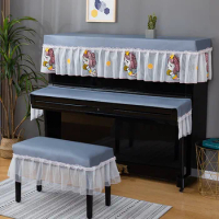 Home textile Romantic Natural European Half Piano Cover with Stool Cover Style Contains Dust-Proof Keyboard Piano Covers