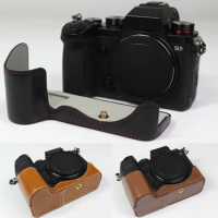 Genuine Real Leather Half Camera Case Grip for Panasonic LUMIX S5