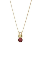 Elli Jewelry Kalung Liontin Wanita Perak 925 Lapis Emas Bulat Batu Akik Merah Peridot