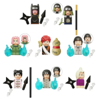 Narutoed Sasuke Kakashi Akatsuki Bricks Building Blocks Anime Cartoon Mini Action Figures Heads Assembly Toys