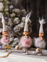 掬涵 圣誕可愛羽毛天使桌面擺件圣誕節裝飾品少女心節日商場櫥窗