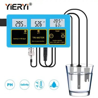 yieryi 4 in 1 Online PH Salinity Temperature Humidity Water Quality Food Beverages Salt Content Aquarium Seawater ATC Meter