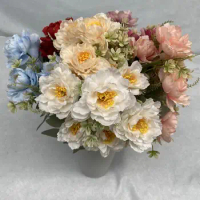 Artificial Flower Garden Wedding Decoration 6 Heads Multipurpose Silk Cloth Fadeless Vivid Simulation Peony Bouquet Home