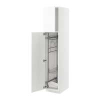 METOD 高櫃附清潔用品收納架, 白色/vallstena 白色, 40x60x200 公分