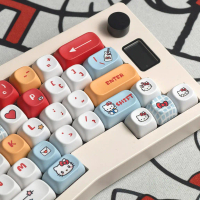 Keycap Hello Kitty, Màu Đỏ Và Vàng, 130 Phím, Chất Liệu PBT, Phun Nhuộm, Thích Hợp Cho Aula F75 F99 