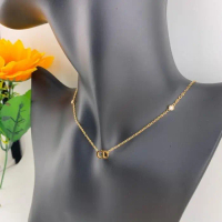 Kalung Titanium Wanita Rantai Nuri Permata Liontin CD Kalung Titanium Wanita Fashion Anti Luntur Ele