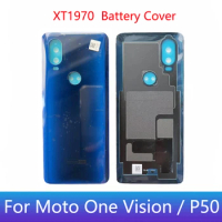 New For Motorola One Vision Back Battery Cover Door Rear Glass Housing Case For Moto One Vision / P50 Battery Cover Housing