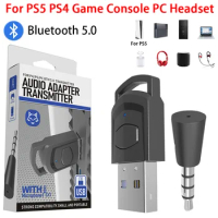 Wireless Game Audio Headphone Adapter Receiver for PS5 PS4 Game Console PC Headset Bluetooth 5.0 Audio Transmitter