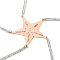 PiercingJ Besi Tahan Karat 5/6 Buah Kustom Personalisasi Nama BFF Liontin Kalung Persahabatan Puzzle Jimat Liontin Hadiah Terbaik