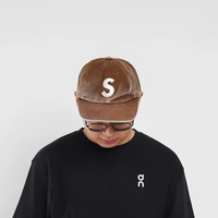 Topi SUPREME PIGMENT COATED S LOGO TAN BROWN CAP 100% ORIGINAL