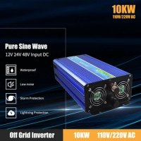 Pure Sine Wave Inverter 10000W 5000W 12V 24V 48V To 110V 220V240V Voltage Transformer Remote Power Converter Off Grid Inverter