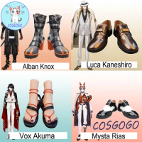 COSGOGO YouTuber Alban Knox/Luca Kaneshiro/Vox Akuma/Mysta Rias cosplay shoes PU leather boots Vtuber anime game halloween