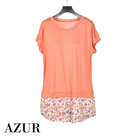 【AZUR】田園浪漫小碎花上衣-橘