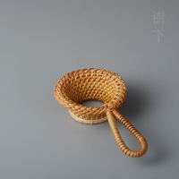 竹藤編織茶漏手工秋藤紗布茶過濾網功夫茶過濾器日式茶漏茶具配件1入