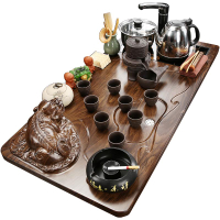 家用整套陶瓷功夫茶具套裝簡約紫砂茶杯壺茶臺道實木茶盤電熱爐