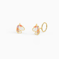 LITTLETHINGSHEWEAR - Anting Emas Anak Little Unicorn - Anting Loop End Anting Toge Kids
