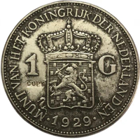 1929 Netherlands 1 Gulden-Queen Wilhelmina Silver Copy Coin