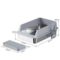 內地直送 - 貓砂盆不鏽鋼超大特大貓砂盆防帶出外濺貓廁所半封閉超耐用貓砂盆