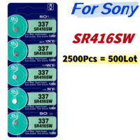 2500Pcs For SONY 337 SR416SW AG6 LR416 337A Silver Oxide Button Cell Batteries LED Headphone Watch Batteries
